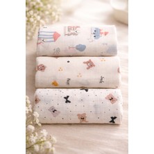 EIFIN Çok Amaçlı Müslin Örtü & Battaniye 3'lü Baskılı Set  Pamuk Oeko-Tex Sertifikalı Kutulu