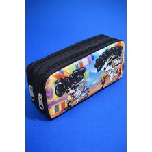 Era Sevimli Köpek Desenli Iki Bölmeli Çocuk Okul Siyah Erkek Kalemlik Kalem Kutusu 21 x 11 x 6 cm