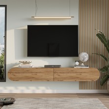 Yurupa Lumos 180 cm Oval Kapaklı Tv Ünitesi Modern Duvara Monte Tv Sehpası Atlantik Çam Lum1-A