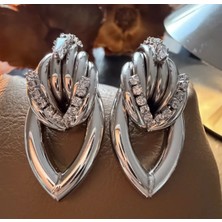 Gümüş Renk Taşlı Damla Halka Xuping Küpe