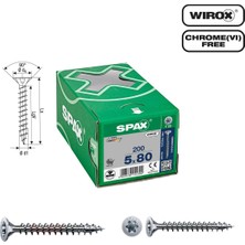 Spax Evrensel Vida 5 x 80MM 200 Adet Tam Dişli Havşa Başlı Yıldız Z1 Spax-S Versiyon Wırox Kaplama