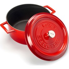 Lava Döküm Tencere 24 cm Kırmızı Derin Tencere Döküm Malzeme ve Kaplama ile Şık Tasarım