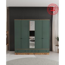 T&B Irmak 5 Kapaklı Çekmeceli Bazalı Gardırop - Tamamı Mdf