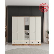 T&B Irmak 5 Kapaklı Çekmeceli Bazalı Gardırop - Tamamı Mdf