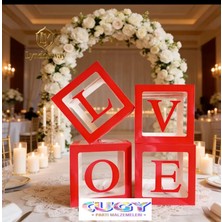 Kırmızı Love Yazılı Balon Kutusu