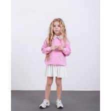 Kr Kids Butik Kız Çocuk Pembe Kelebek Desenli Sweatshirt Beyaz Pileli Etek Takım – Şık Günlük Kombin