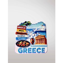 Mundy Greece (Yunanistan) Temalı Kabartmalı Polyester Magnet Buzdolabı Süsü – 6 cm x 6,5 cm (KOD:1081)