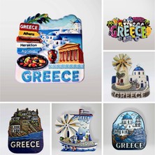 Mundy Greece (Yunanistan) Temalı Kabartmalı Polyester 6 Lı  Magnet Seti Buzdolabı Süsü (KOD:1090)