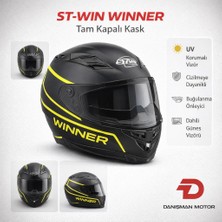 St-Wın Winner Tam Kapalı Kask – Renkli Tasarım, Uv Korumalı / Çizilmeye & Buğulanmaya Dayanıklı Vizör, Dahili Güneş Vizörü