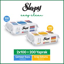 Sleepy Easy Clean Premium Arap Sabunu + Çamaşır Suyu Katkılı Yüzey Temizlik Havlusu Mendili 100+100(200 Yaprak)