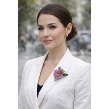 Elek Safran Çiçeği Motifli Iğne Oyası Yaka Çiçeği