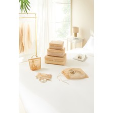 Ocean Home Textile 6'lı Bej File Valiz Düzenleyici Bavul İçi Organizer Set, Seyahat Hurcu