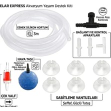 Elar Akvaryum Hava Seti, Hava Motoru Seti, 3 Metre Hava Hortumu, Vana, Çekvalf, Ek, Hava Taşı