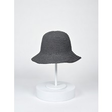 Mollycrush Kadın Siyah Hasır Örgü Bucket | Bohem Stil Plaj ve Güneş Şapkası