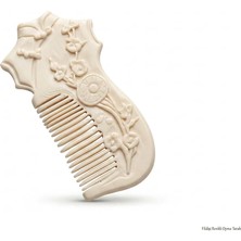 Nativeora Egzotik Çiçek Işlemeli El Tipi Tasarım Tarak - Şık Hediyelik Kabartma Desenli Tarak