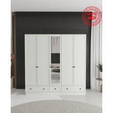 T&B Irmak 5 Kapaklı Çekmeceli Bazalı Gardırop - Tamamı Mdf