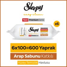 Sleepy Easy Clean Premium Arap Sabunu Katkılı Yüzey Temizlik Havlusu Mendili 6x100 (600 Yaprak)