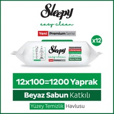 Sleepy Easy Clean Premium Beyaz Sabun Katkılı Yüzey Temizlik Havlusu Mendili 12x100 (1200 Yaprak)