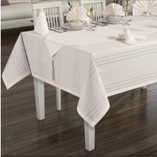 Cardea 12 Kişilik Masa Örtüsü Takımı 26 Parça Krem Renk Dikdörtgen Leke Tutmaz Kumaş