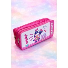 Era Sevimli Panda Desenli Iki Bölmeli Çocuk Okul Pembe Renkli Kız Kalemlik Kalem Kutusu 21 x 11 x 6 cm
