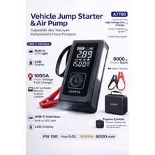 Mo Dou Taşınabilir Akü Takviye Cihazı & Hava Kompresörü 8000A — Araç Jump Starter, 150 Psı Lastik Pompası, Powerbank, LED Işıklı, LCD Ekranlı