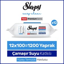 Sleepy Easy Clean Premium Çamaşır Suyu Katkılı Yüzey Temizlik Havlusu Mendili 12x100 (1200 Yaprak)
