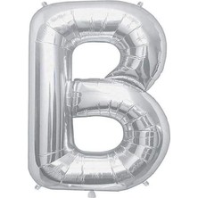 Bal10 Dünyası Büyük Boy Gümüş Renk 100 cm B Harfi Folyo Balon