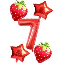 Bal10 Dünyası Çilek Temalı Doğum Günü Folyo Balon Seti Yaş-7