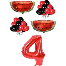 Bal10 Dünyası Kırmızı Karpuz Temalı Doğum Günü Parti Seti Yaş-4