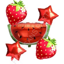 Rönesans Parti Çilek Karpuz Yıldız Folyo Balon Seti