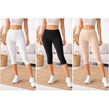 3'lü Paket Modal Kapri Tayt-Içe Giyilen Ince Lastikli-Rahat Kullanım