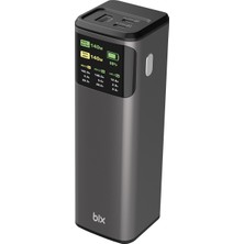 Bix PB200W 24000MAH Taşınabilir Çift Usb-C Pd & Usb-A Çıkışlı Powerbank, 200W Pd 3.1 Hızlı Şarj Dijital Ekranlı, Macbook, Tablet ve Telefonlarla Uyumlu Şarj Ünitesi