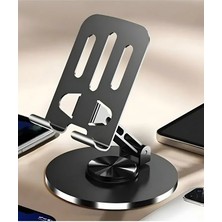Gunkes Yüksek Kalite Metal 360 Dönebilen Ayarlanabilir Telefon ve Tablet Tutucu Masa Üstü Standı Siyah