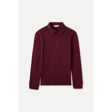 MUDO Tekstürlü Polo Yaka Sweatshırt
