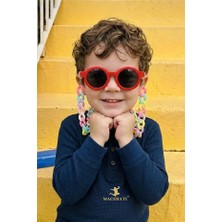 Macerati 0-8 Yaş Cool Çocuk 3 Lü Set Güneş Gözlüğü Gözlük Kabı ve Gözlük Zinciri