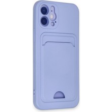  iPhone 12 Kılıf Kelvin Kartvizitli Silikon - Lila Nemere