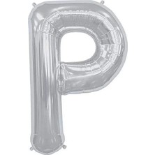 Rönesans Parti Büyük Boy Gümüş Renk 100 cm P Harfi Folyo Balon