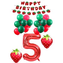 Rönesans Parti Çilek Temalı Latex Balonlu Doğum Günü Parti Seti Yaş-5