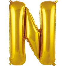 İstoç Parti Büyük Boy Gold Renk 100 cm N Harfi Folyo Balon