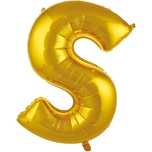 İstoç Parti Büyük Boy Gold Renk 100 cm S Harfi Folyo Balon