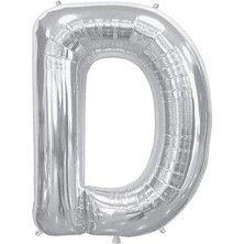 İstoç Parti Büyük Boy Gümüş Renk 100 cm D Harfi Folyo Balon