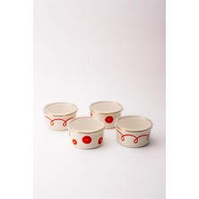 Emaylab Merry Emaye 4’lü Kapaklı Kase Çerezlik, Kahvaltılık, Reçellik, Zeytinlik, Sunumluk Seti 8cm 200 ml