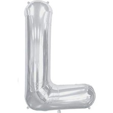 İstoç Parti Büyük Boy Gümüş Renk 100 cm L Harfi Folyo Balon