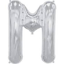 İstoç Parti Büyük Boy Gümüş Renk 100 cm M Harfi Folyo Balon