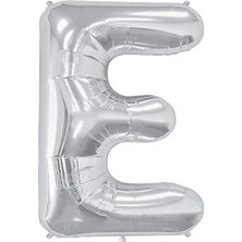 Rönesans Parti Büyük Boy Gümüş Renk 100 cm E Harfi Folyo Balon