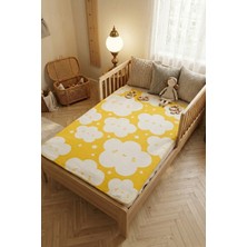 Lorvian Noletti Pamuklu Sarı Bulut Desenli Yumuşak Bebek Battaniyesi