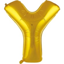 İstoç Parti Büyük Boy Gold Renk 100 cm Y Harfi Folyo Balon