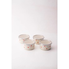 Emaylab Cupid Emaye 4’lü Kapaklı Kase Çerezlik, Kahvaltılık, Reçellik, Zeytinlik, Sunumluk Seti 8cm 200 ml