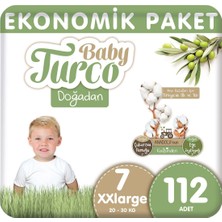 Baby Turco Doğadan Bantlı Bebek Bezi XXLarge 7 Numara 20 - 30 kg 112 Adet Ekonomik Paket