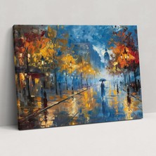 Popcas Yağmurlu Sokak Leonid Afremov Kanvas Tablo Ev Dekorasyonu